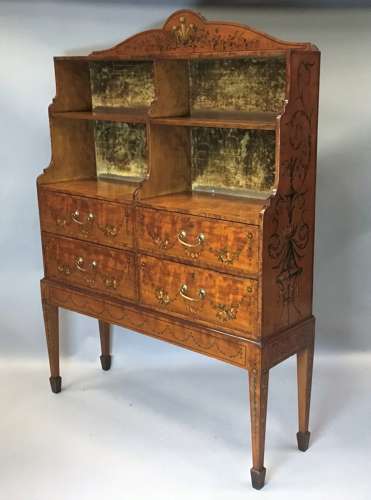 George III satinwood bookcase/cabinet