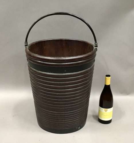 Good large C18th Irish mahogany peat bucket
