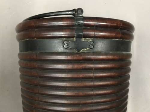 Good large C18th Irish mahogany peat bucket