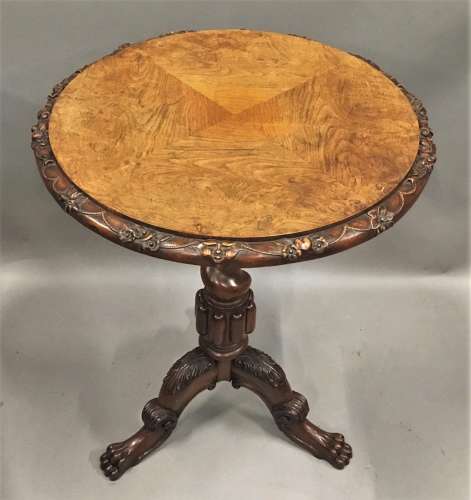 George IV Irish pollard oak tripod occasional table