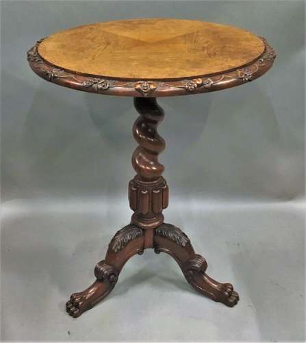 George IV Irish pollard oak tripod occasional table