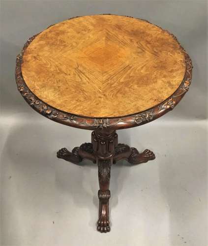 George IV Irish pollard oak tripod occasional table