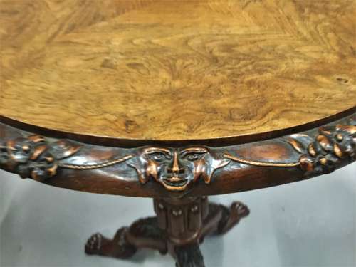 George IV Irish pollard oak tripod occasional table