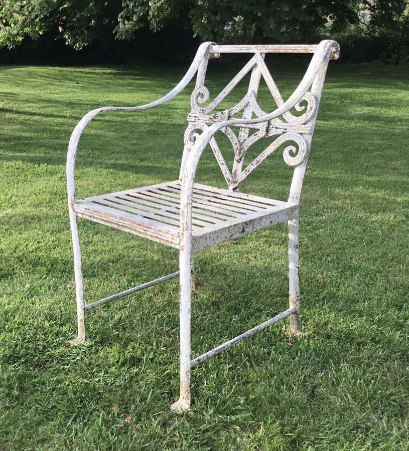 Rare Regency wrought iron garden armchair
