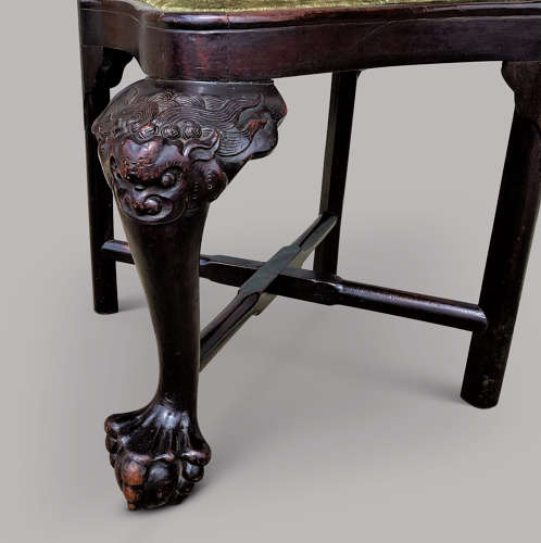 Exceptional C18th Chinese export hardwood corner armchair