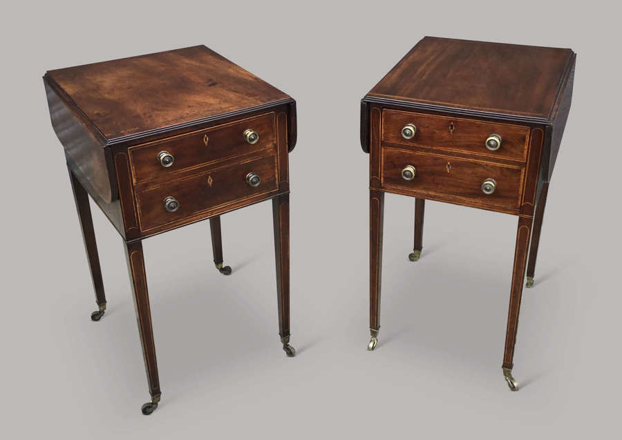 A fine George III mahogany matched pair of occasional / bedside tables