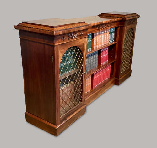 Handsome Regency inverted breakfront bookcase / cabinet