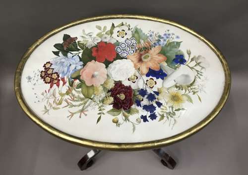 Splendid Regency painted top oval occasional table