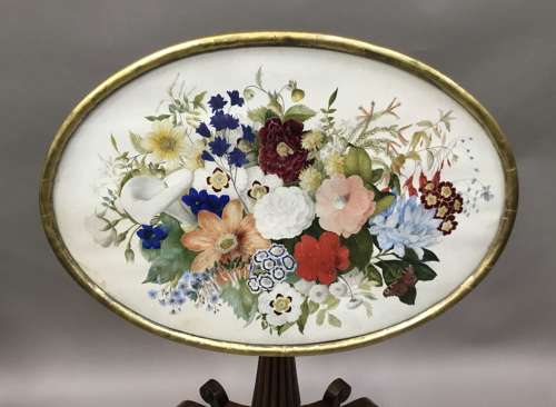 Splendid Regency painted top oval occasional table