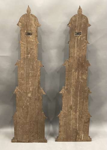 C19th large pair of naive painted wall plaques / dummy boards