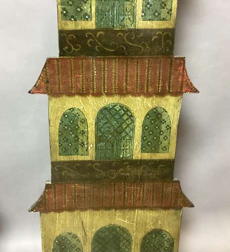C19th large pair of naive painted wall plaques / dummy boards