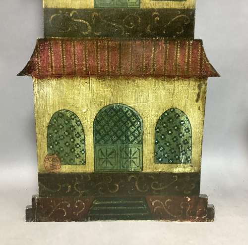 C19th large pair of naive painted wall plaques / dummy boards