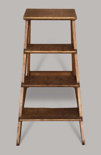 Good C19th set of oak library steps