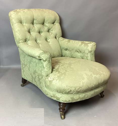 Good C19th Howard and Sons rare model upholstered armchair