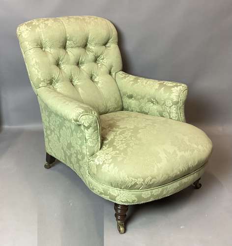 Good C19th Howard and Sons rare model upholstered armchair