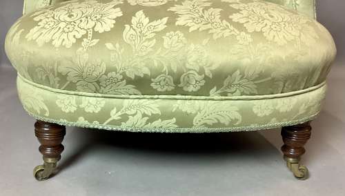 Good C19th Howard and Sons rare model upholstered armchair
