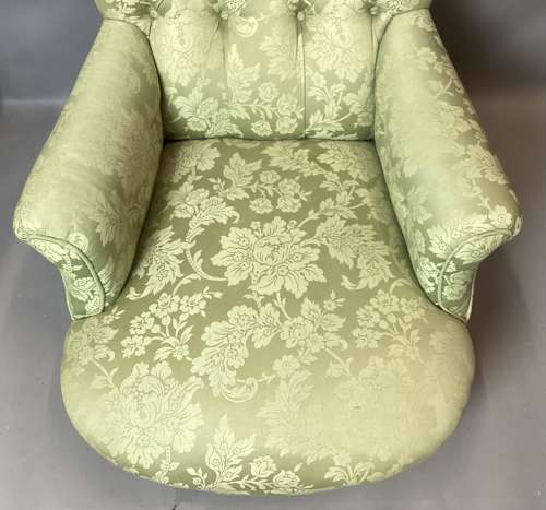 Good C19th Howard and Sons rare model upholstered armchair