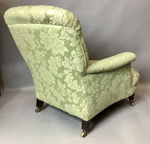 Good C19th Howard and Sons rare model upholstered armchair