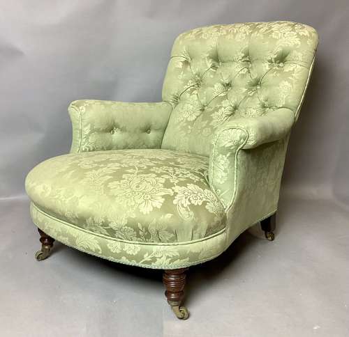 Good C19th Howard and Sons rare model upholstered armchair