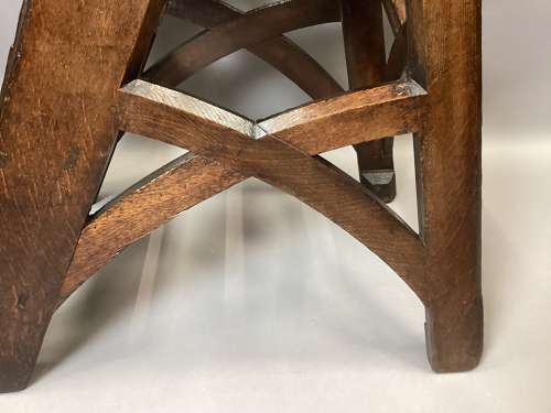 Good C19th Gothic oak library steps