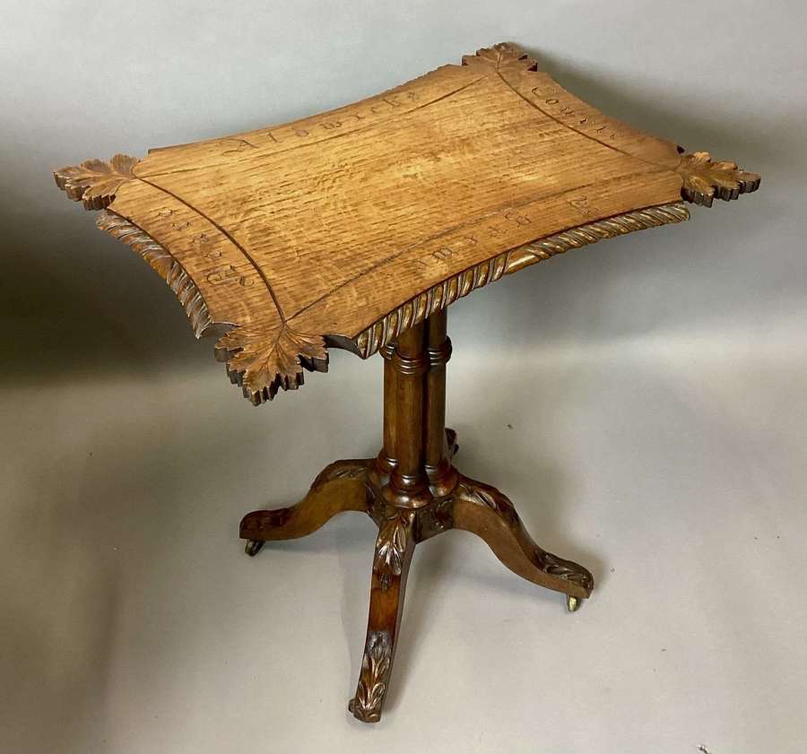 Very unusual late Regency figured oak low occasional table