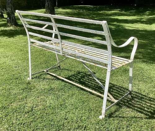 Good Regency wrought iron strapwork garden seat / bench