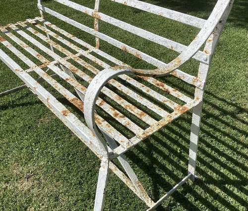 Good Regency wrought iron strapwork garden seat / bench