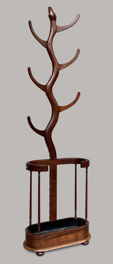 Exceptional Regency mahogany 'snake' hat and coat hall stand