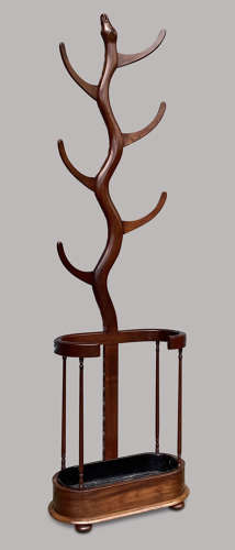 Exceptional Regency mahogany 'snake' hat and coat hall stand