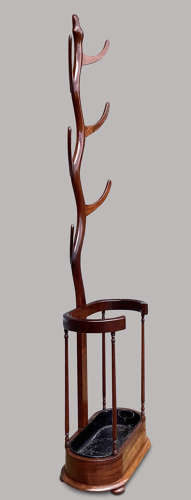 Exceptional Regency mahogany 'snake' hat and coat hall stand