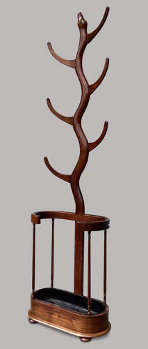 Exceptional Regency mahogany 'snake' hat and coat hall stand