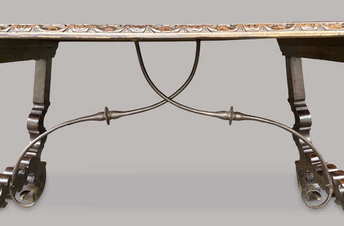 Impressive C18th Spanish walnut and fruitwood centre table