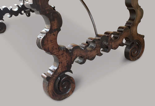 Impressive C18th Spanish walnut and fruitwood centre table