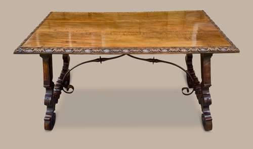 Impressive C18th Spanish walnut and fruitwood centre table