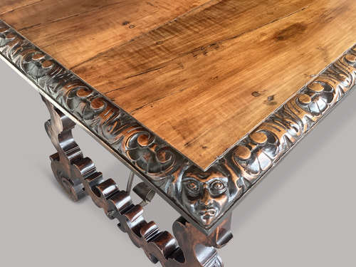 Impressive C18th Spanish walnut and fruitwood centre table