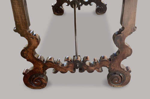 Impressive C18th Spanish walnut and fruitwood centre table