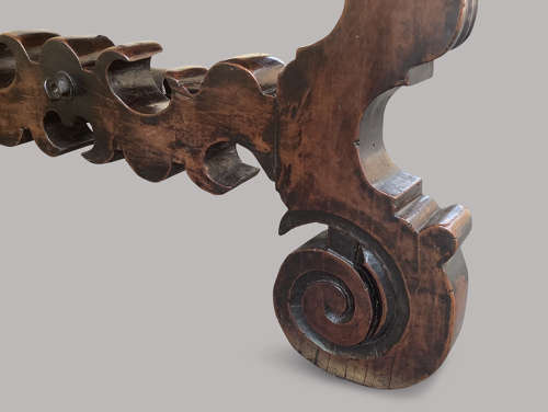 Impressive C18th Spanish walnut and fruitwood centre table