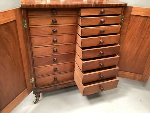 Good Regency figured mahogany collectors side cabinet