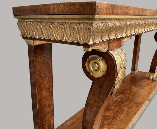 Magnificent Regency pollard oak and giltwood console table