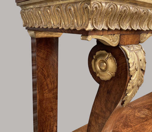 Magnificent Regency pollard oak and giltwood console table