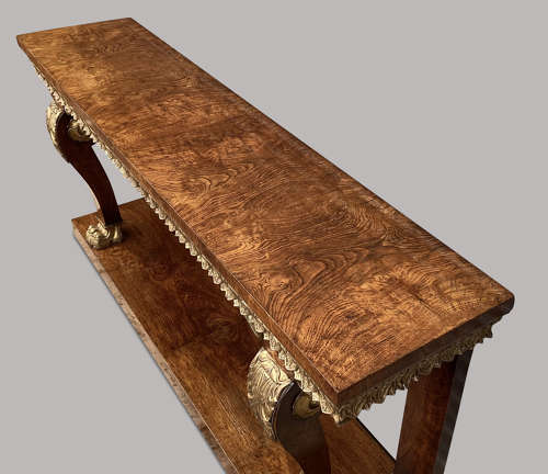 Magnificent Regency pollard oak and giltwood console table