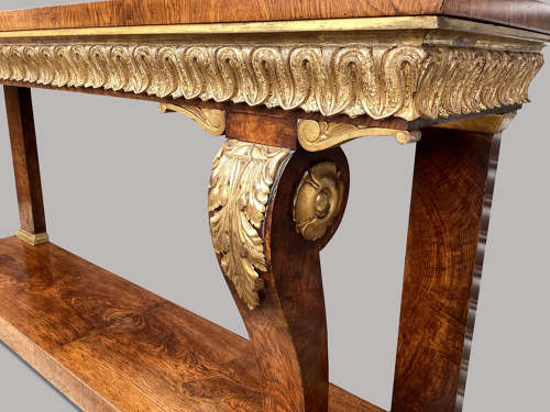 Magnificent Regency pollard oak and giltwood console table