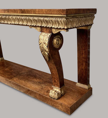 Magnificent Regency pollard oak and giltwood console table