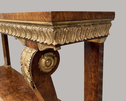 Magnificent Regency pollard oak and giltwood console table