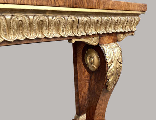 Magnificent Regency pollard oak and giltwood console table