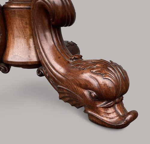Magnificent C19th large walnut and specimen marble centre table