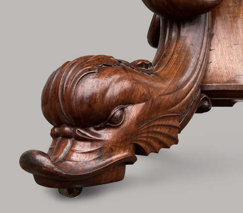 Magnificent C19th large walnut and specimen marble centre table