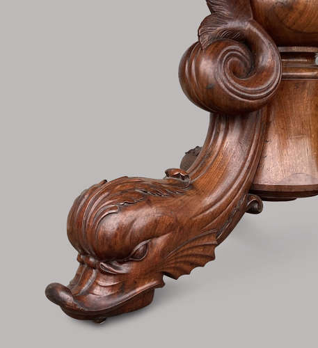 Magnificent C19th large walnut and specimen marble centre table