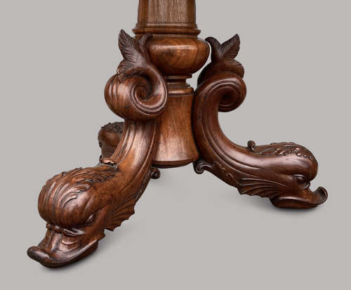 Magnificent C19th large walnut and specimen marble centre table