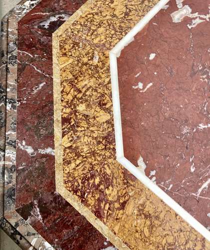 Magnificent C19th large walnut and specimen marble centre table
